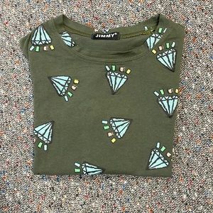 Jimmy tea shirt size xs green with colored gems